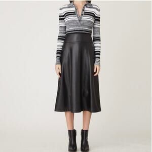 Shoshanna Black and White Striped Midi Dress